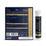 Achterkant van de BLUVITAL The Gold Reserve-doos met de samenstellingstabel, naast een flacon van 25 ml.
